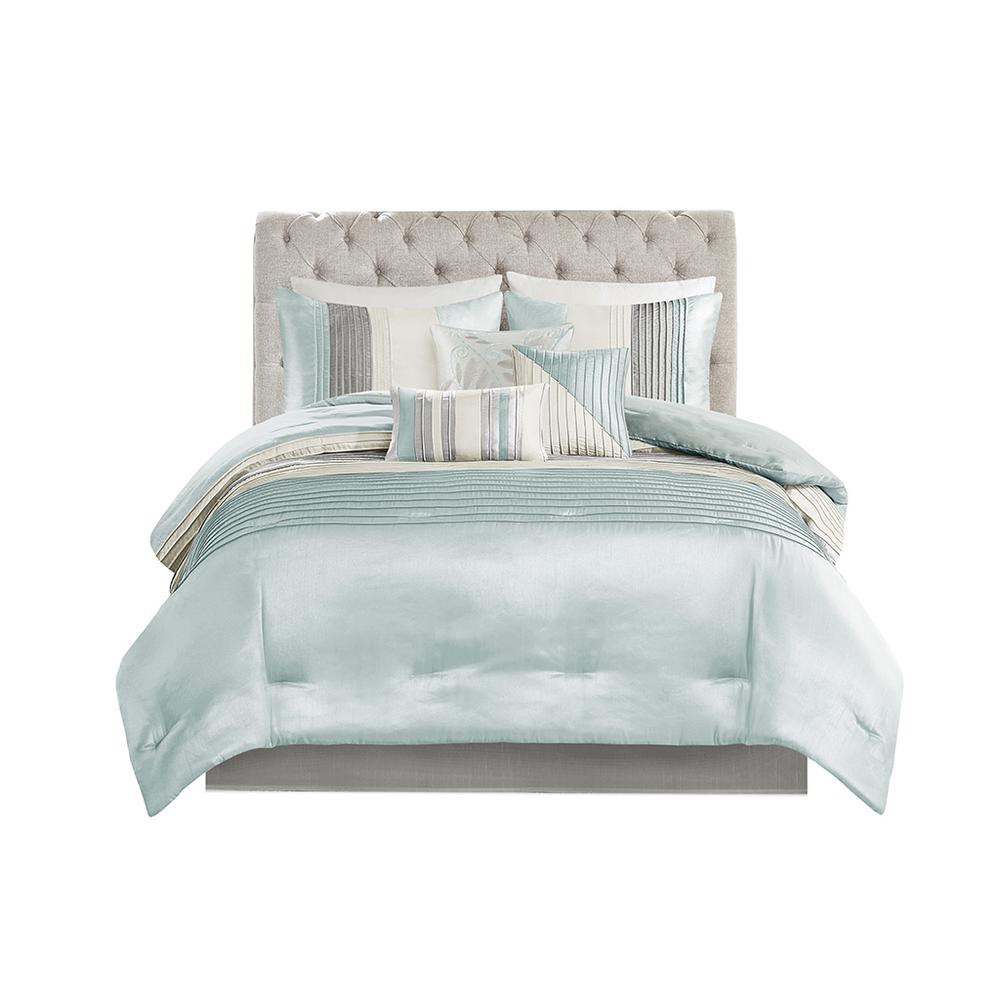 Amherst 7 Piece Comforter Set, Aqua color. Picture 1