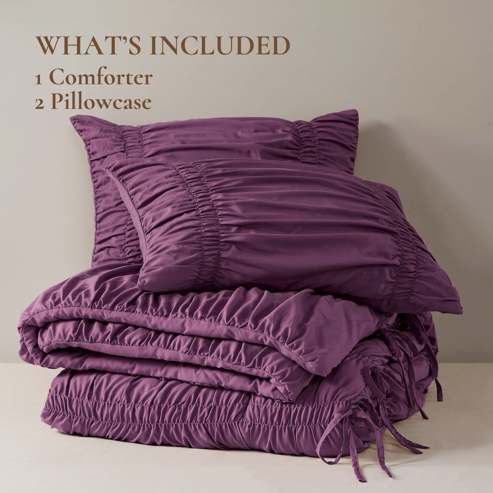 Mia Comforter Set, Purple color. Picture 5