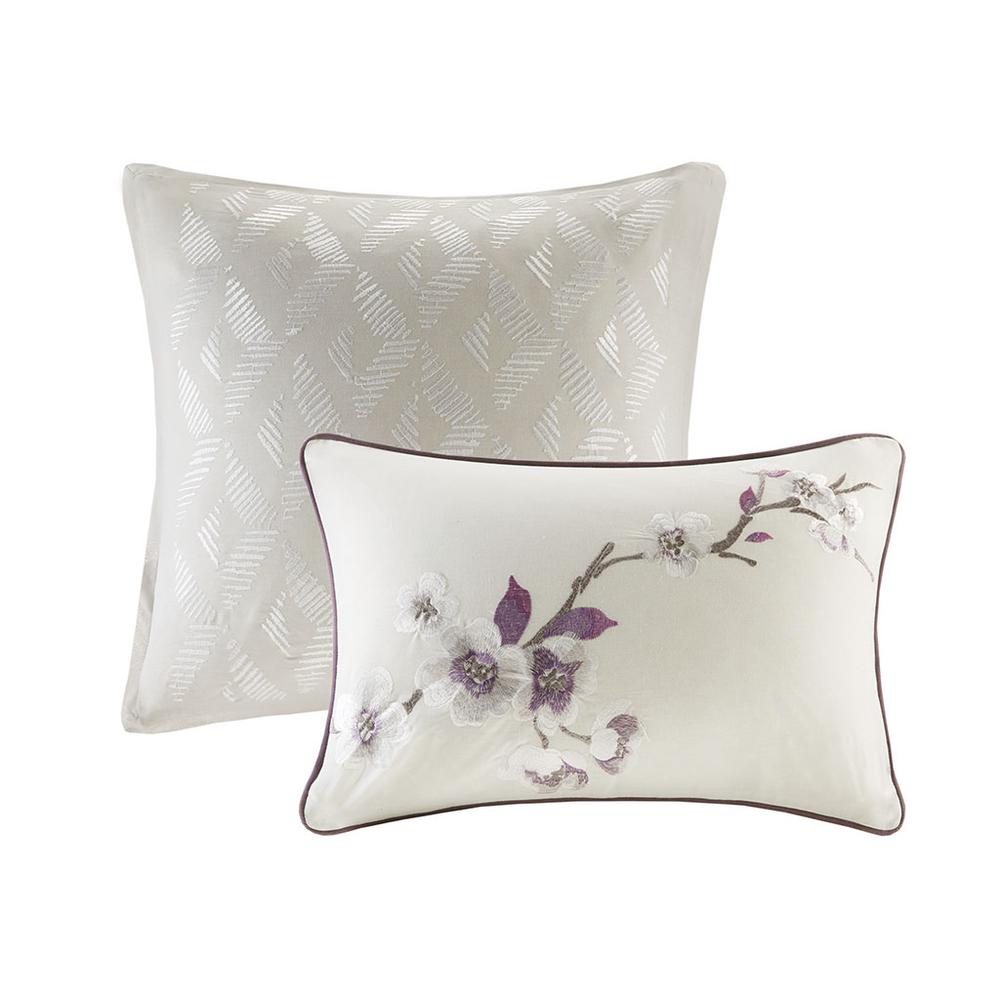 Holly 8 Piece Cotton Comforter Set, Purple/Taupe color. Picture 5