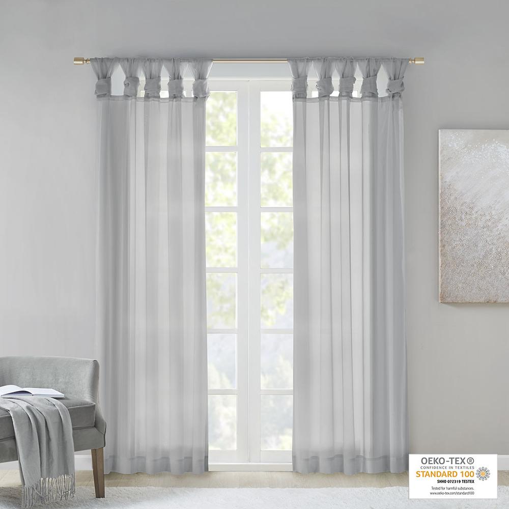 Twist Tab Voile Sheer Window Pair. Picture 1