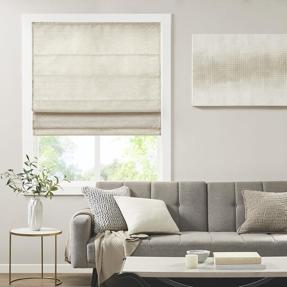 Printed Faux Silk Room Darkening Cordless Roman Shade. Picture 4