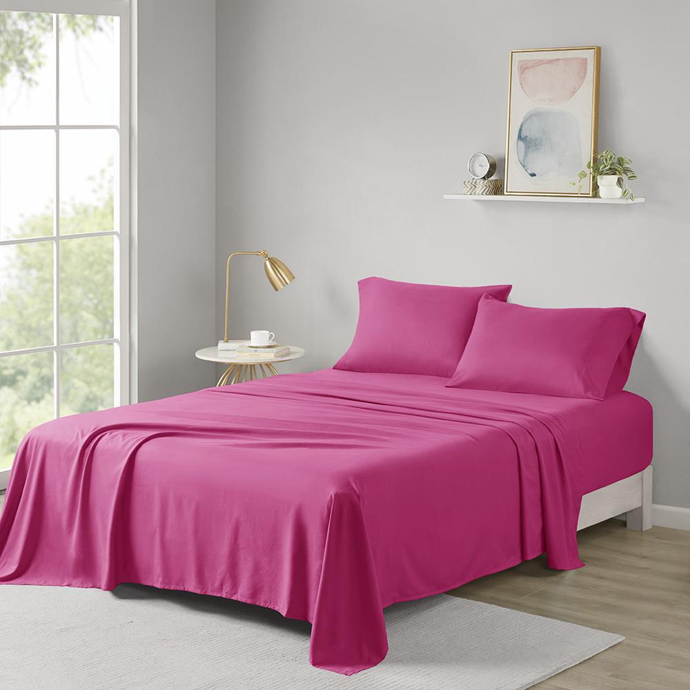 Microfiber All Season Soft Touch Sheet Set, Pink color. Picture 2
