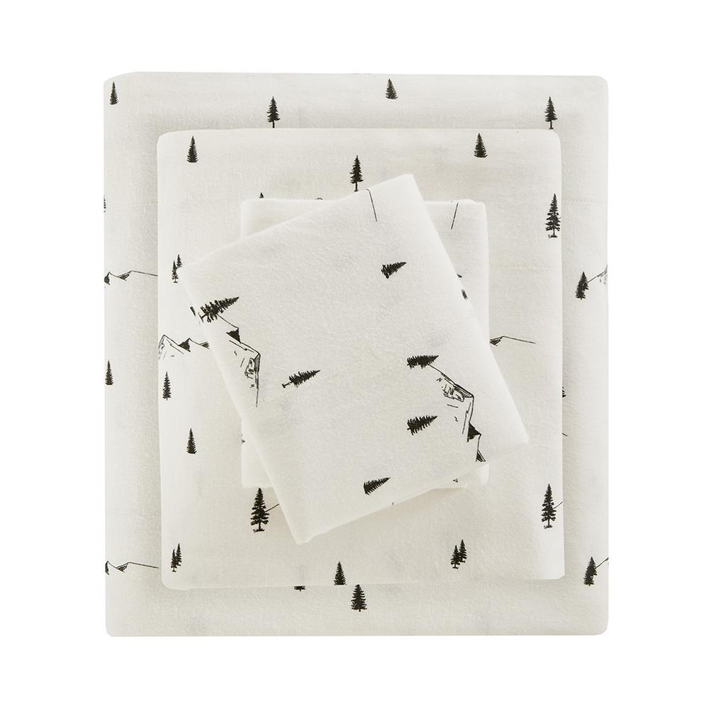 Cotton Flannel Sheet Set, Black Pine Trees color. Picture 2