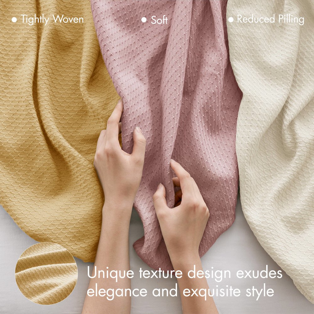 Egyptian Cotton Blanket, Mustard color. Picture 5