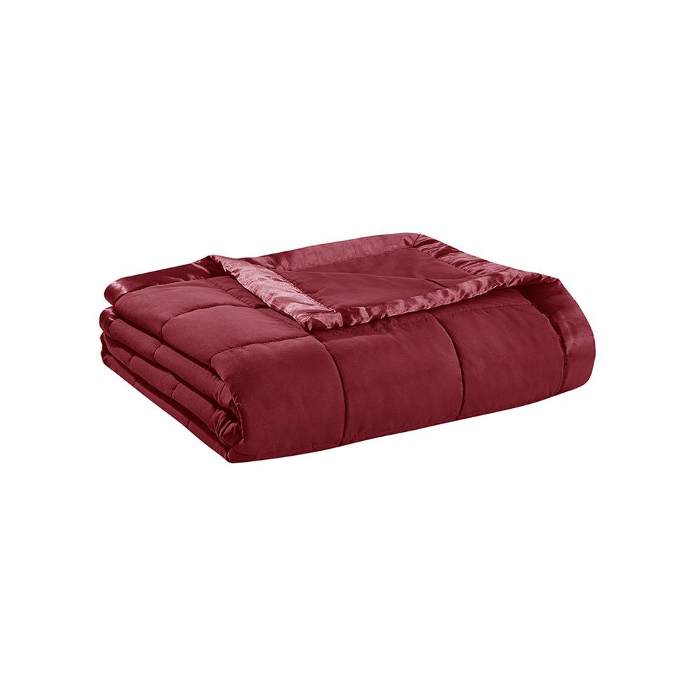 Lightweight Down Alternative Blanket with Satin Trim. Picture 3