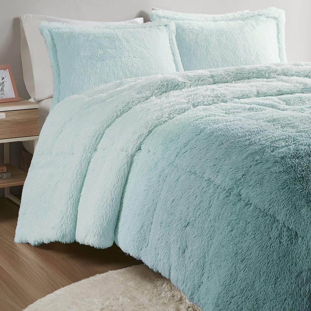 Ombre Shaggy Long Fur Comforter Mini Set. Picture 2