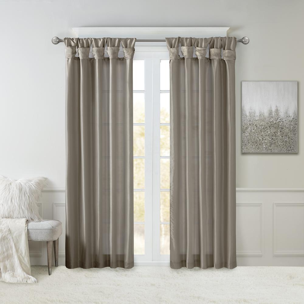 Twist Tab Lined Window Curtain Panel. Picture 2