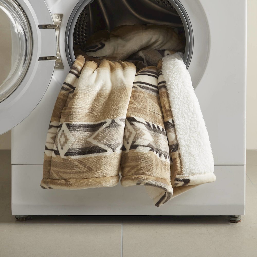 Print Plush to Sherpa Heated Throw. Picture 3