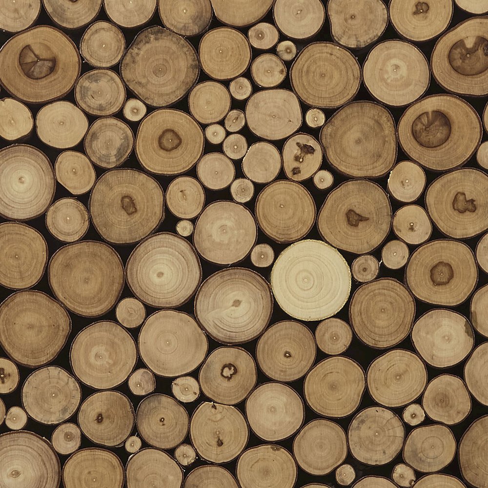Natural Wood Slice Mosaic Wall Decor. Picture 1