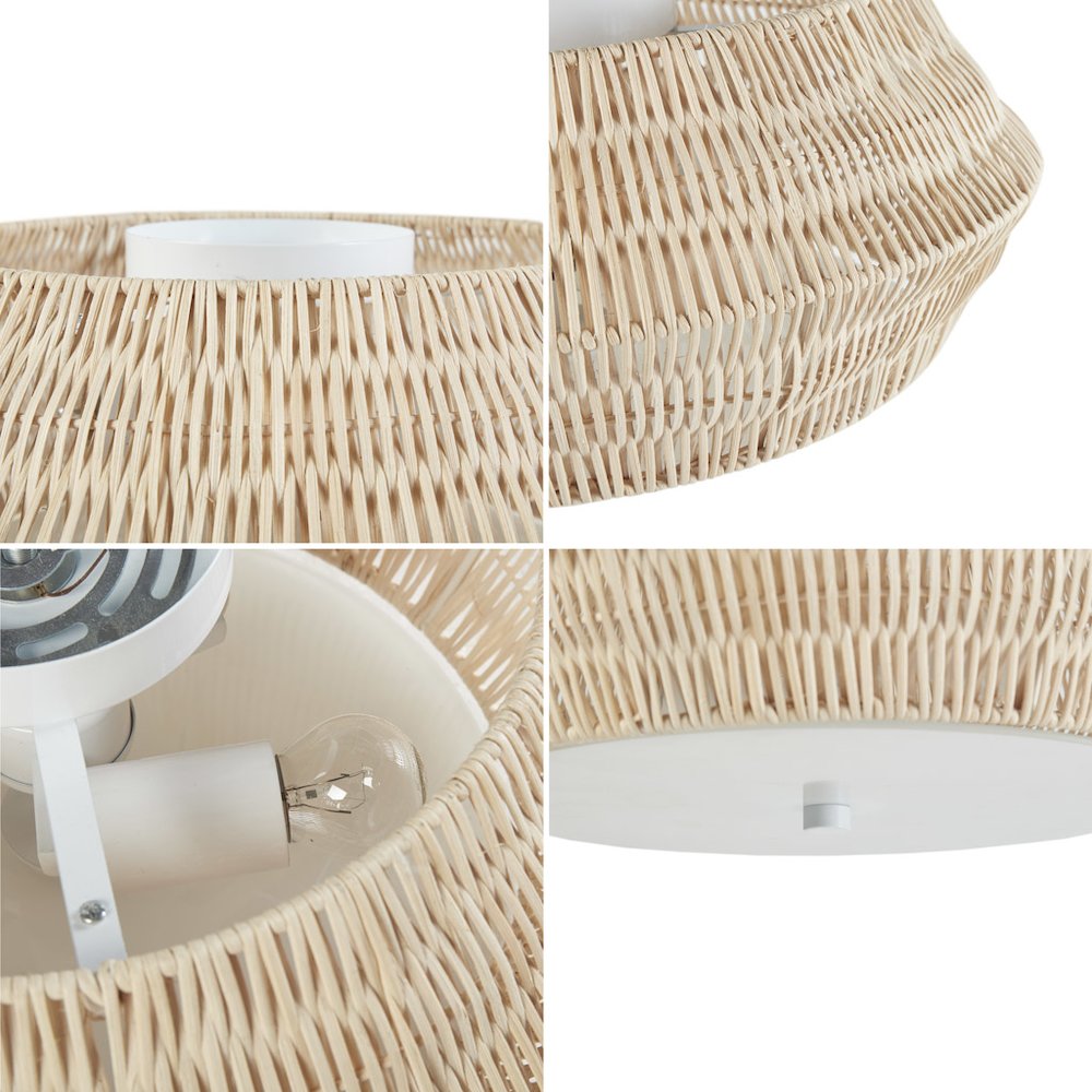Boho Bamboo Flush Mount Ceiling Light. Picture 2