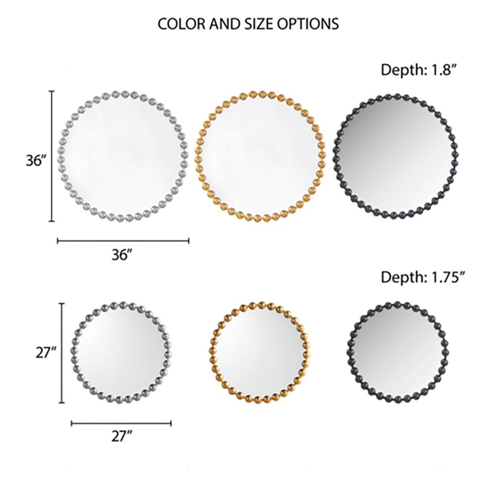 Beaded Round Wall Mirror 36"D. Picture 5
