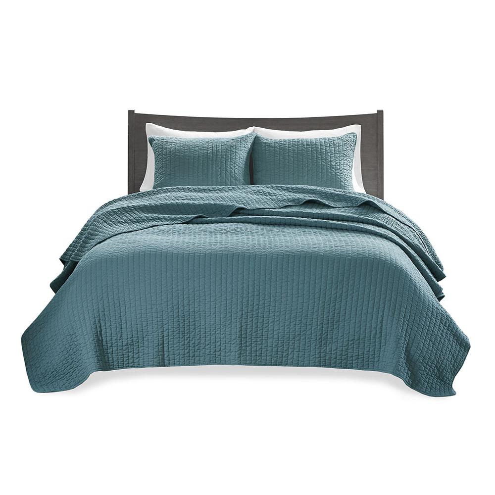 Keaton 2 Piece Quilt Set, Teal color. Picture 1