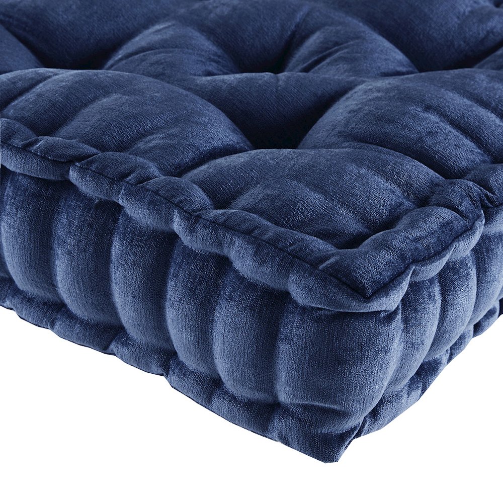 Navy Chenille Square Floor Pillow, Belen Kox. Picture 2