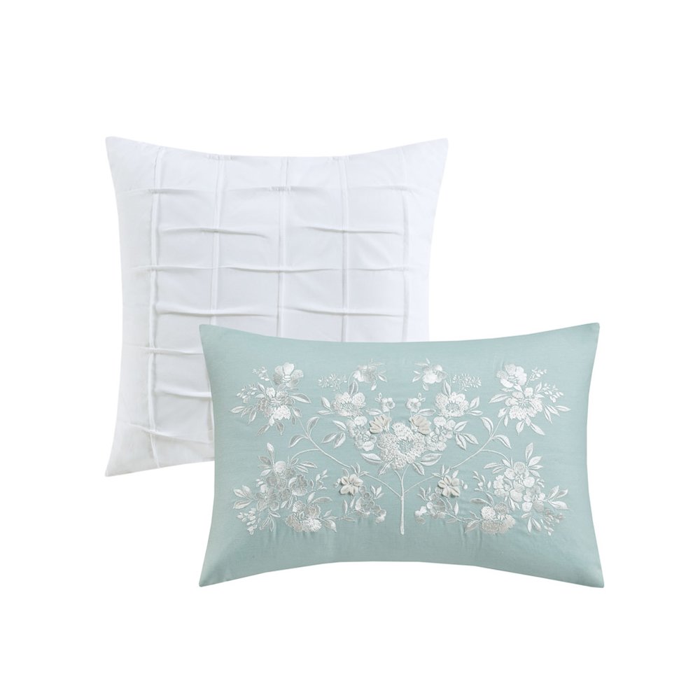 5 Piece Cotton Floral Comforter Set with Throw Pillows. Picture 5