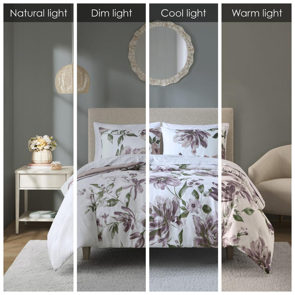 Alice Floral Comforter Set with Bed Sheets, Mauve color. Picture 4