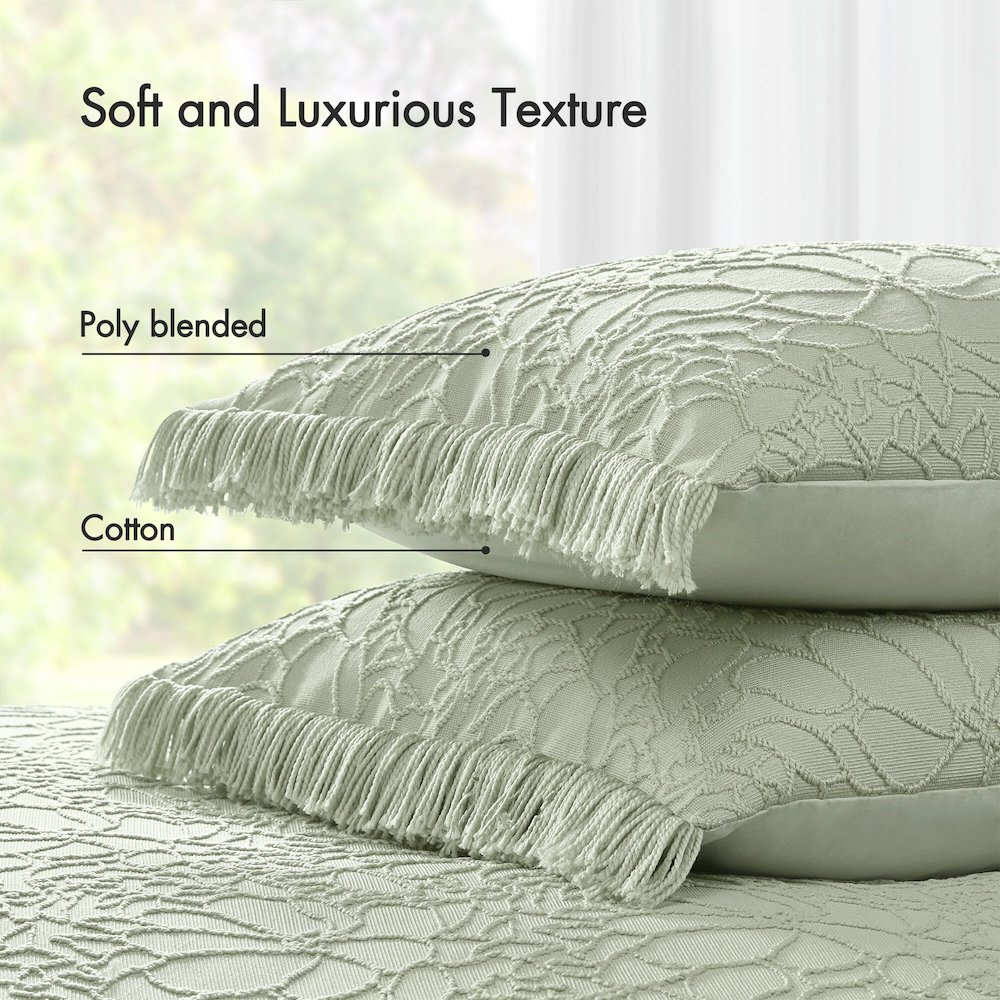 Willow 3PCS Bedspread Set, Sage color. Picture 3
