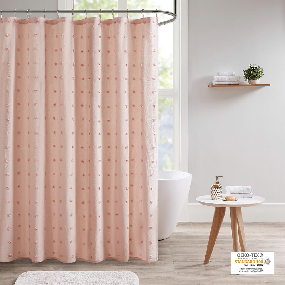 Brooklyn Cotton Jacquard Pom Pom Shower Curtain. Picture 4
