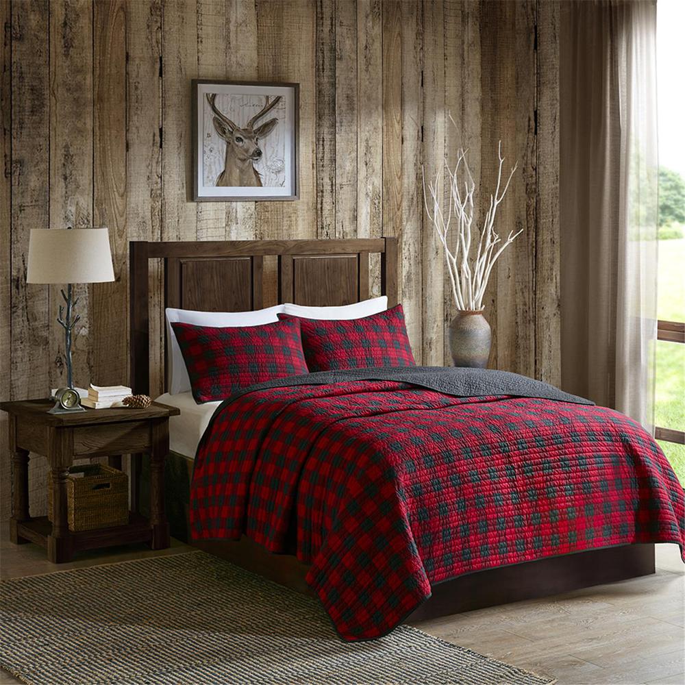 Woolrich Check Oversized Quilt Mini Set, Red color. Picture 5