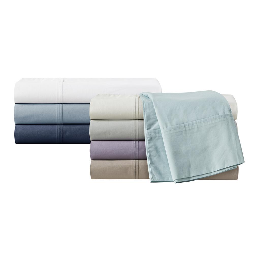 200 Thread Count Relaxed Cotton Percale Sheet Set. Picture 1