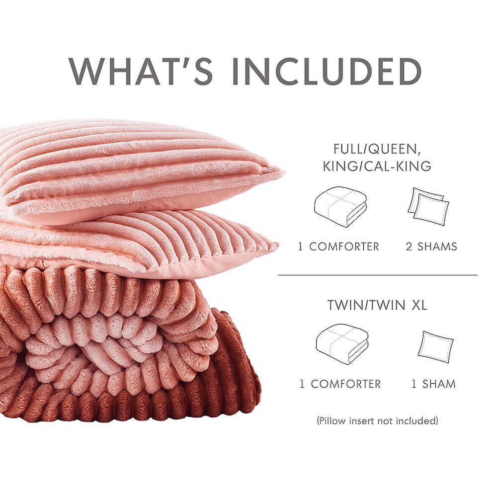 Avril Fluffy Ribbed Plush Comforter Set, Blush Ombre color. Picture 3