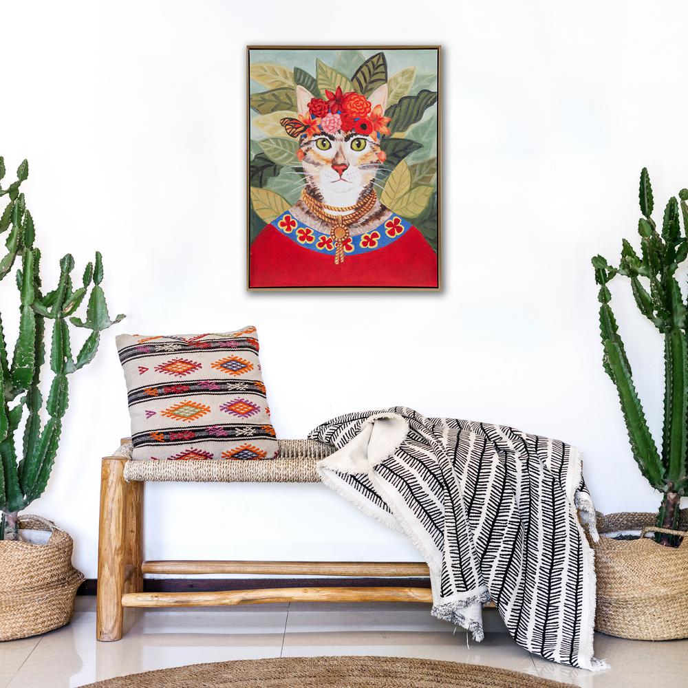 Bohemian Cat In Forest Framed Canvas Wall Art. Picture 3