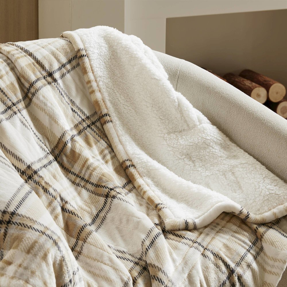 Print Plush to Sherpa Heated Throw. Picture 3