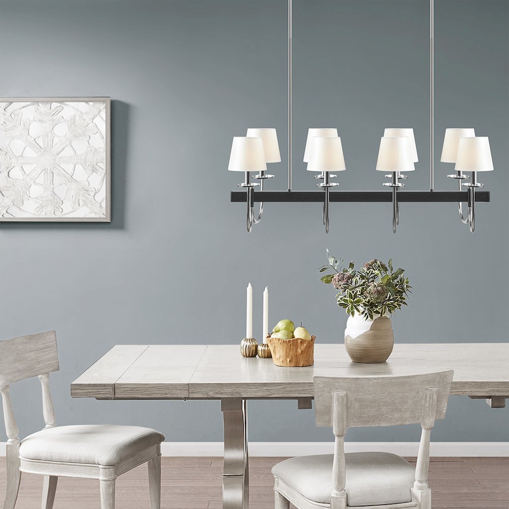 8-Light Traditional Chandelier with Drum Shades. Picture 2