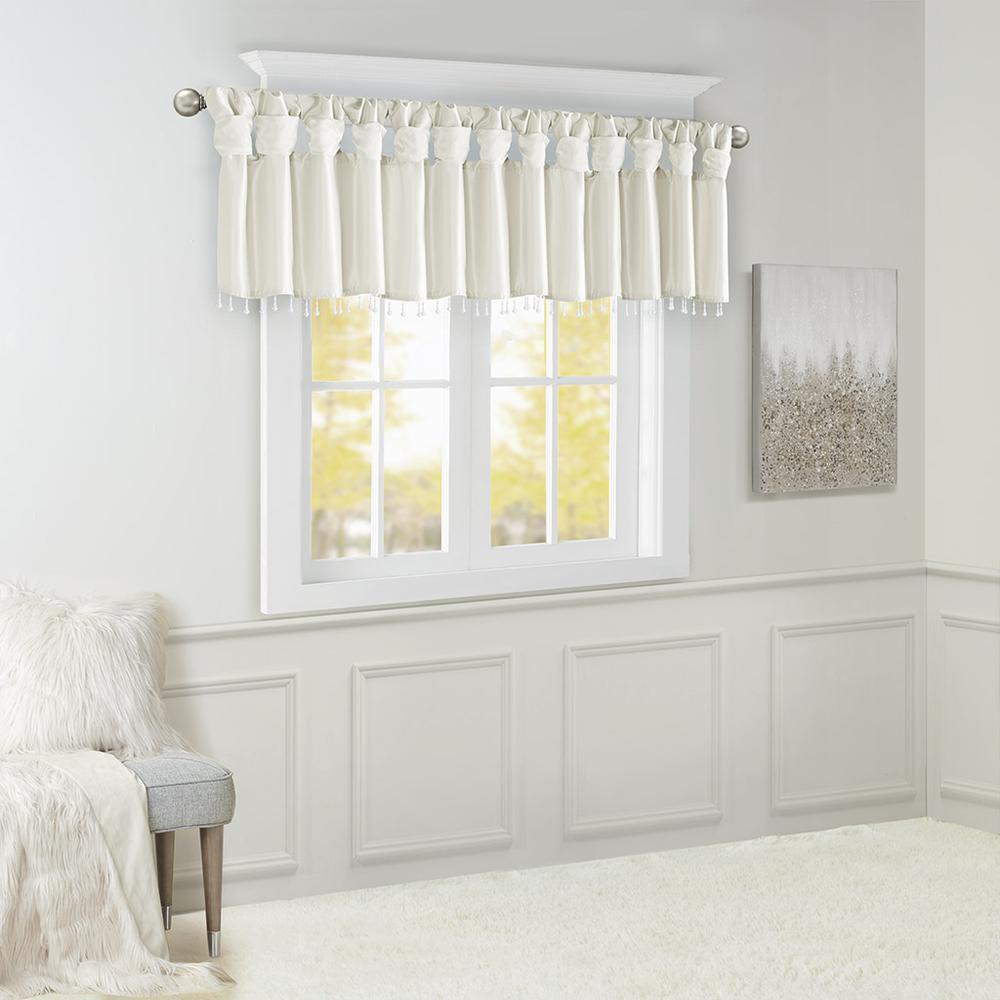 Lightweight Faux Silk Valance With Beads. Picture 3