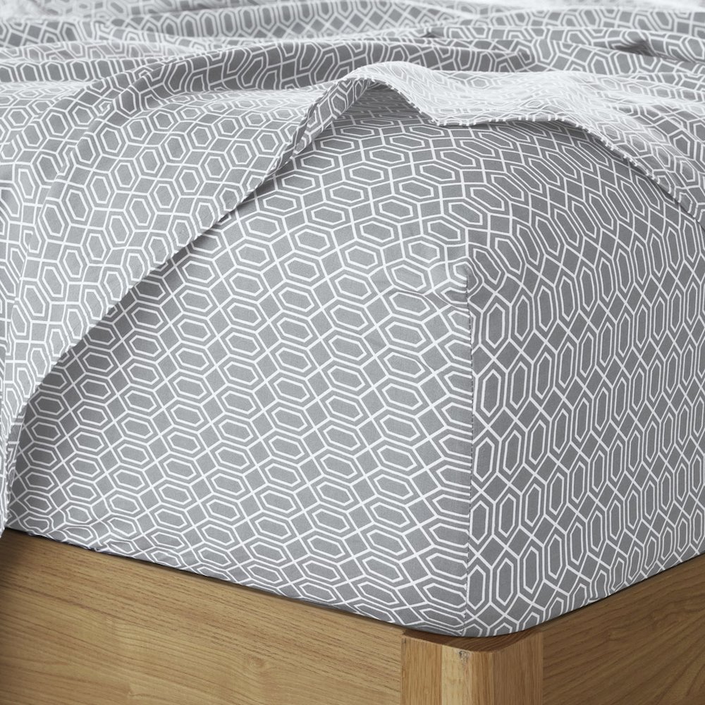 144 Thread Count Cotton Printed Cotton Sheets, Diamond Grey color. Picture 5
