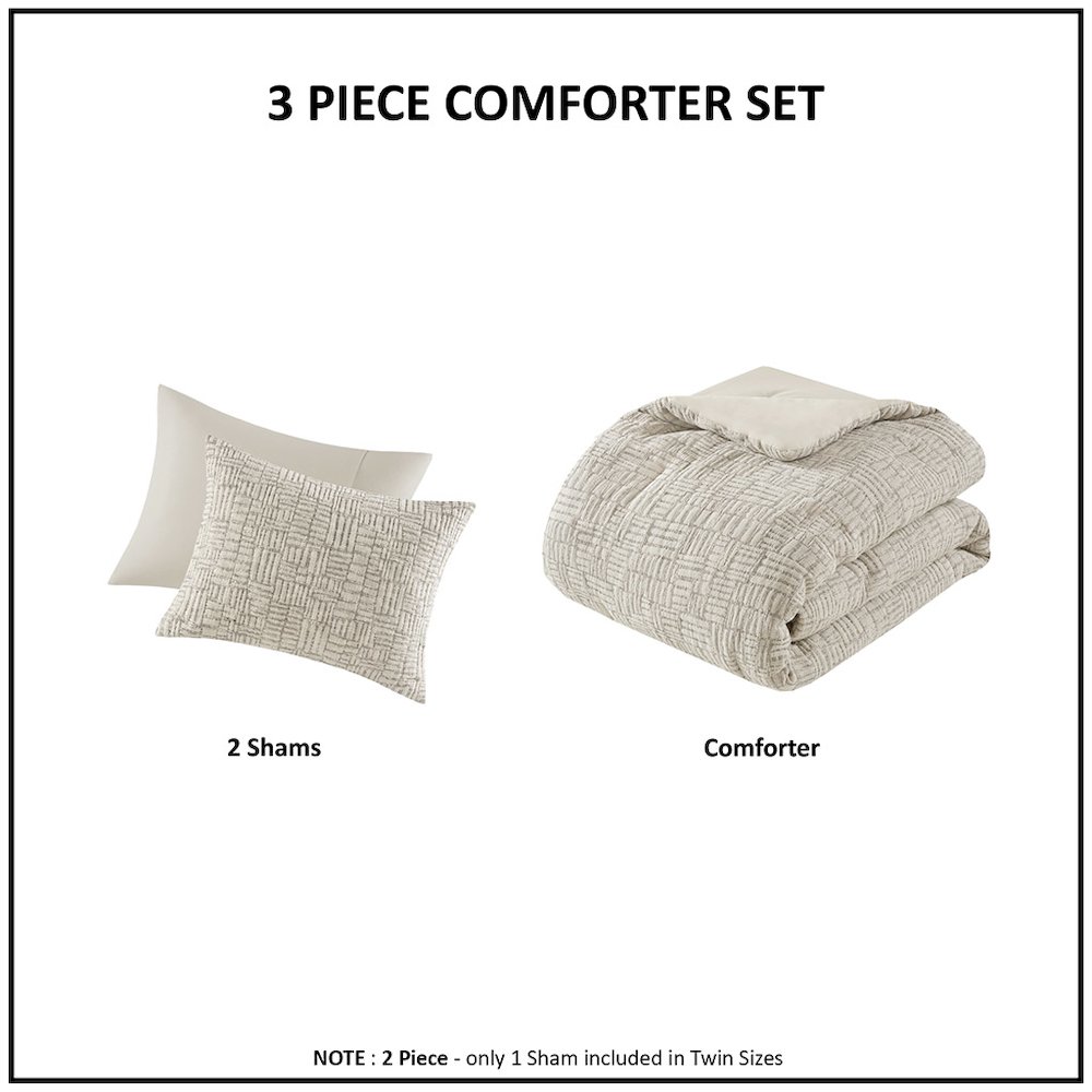 Harper Oversized Cotton Matelasse Comforter Set in Natural Color. Picture 2