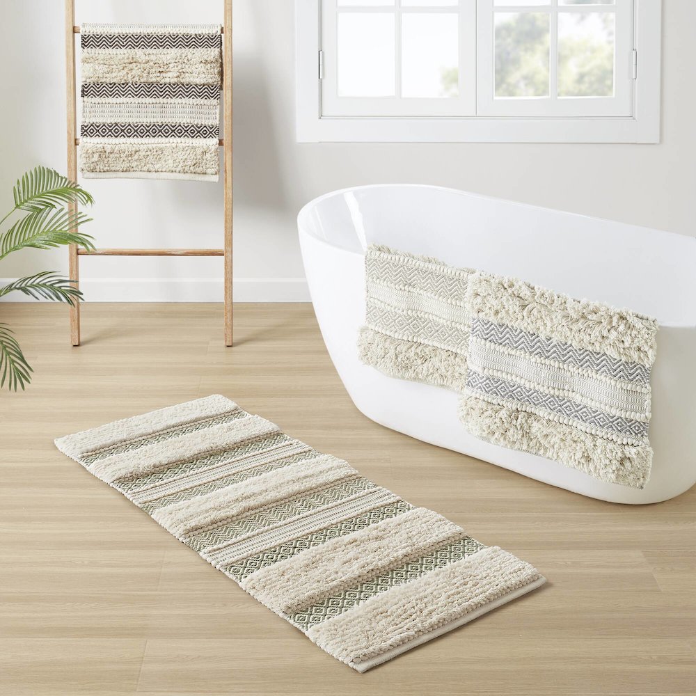 Asher Woven Texture Stripe Bath Rug. Picture 5