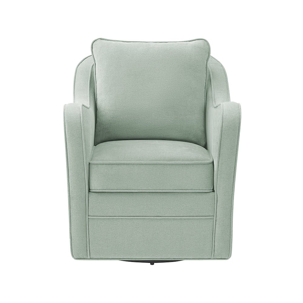 Brianne Upholstered Swivel Curved Armchair. Picture 3