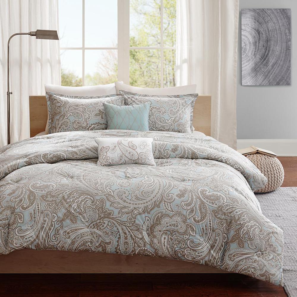 Ronan 5 Piece Cotton Comforter Set, Blue color. Picture 1