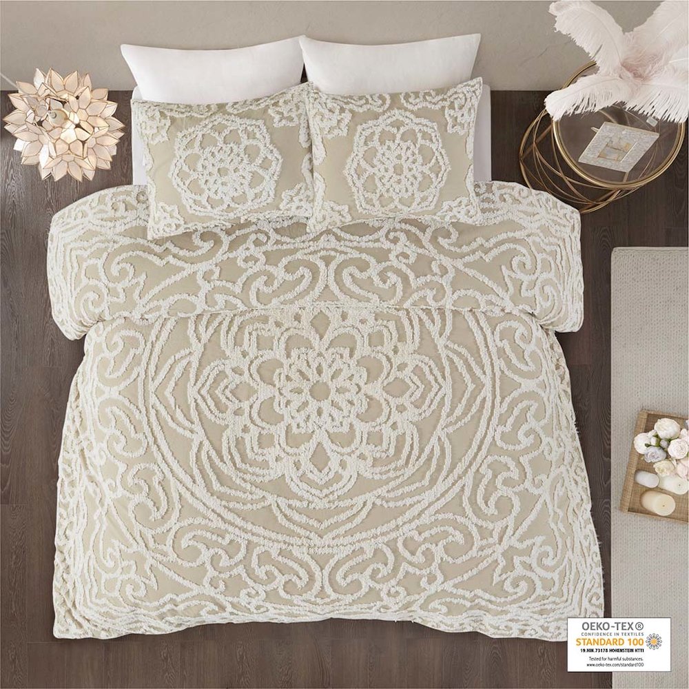 3 piece Tufted Cotton duvet cover set. Picture 4