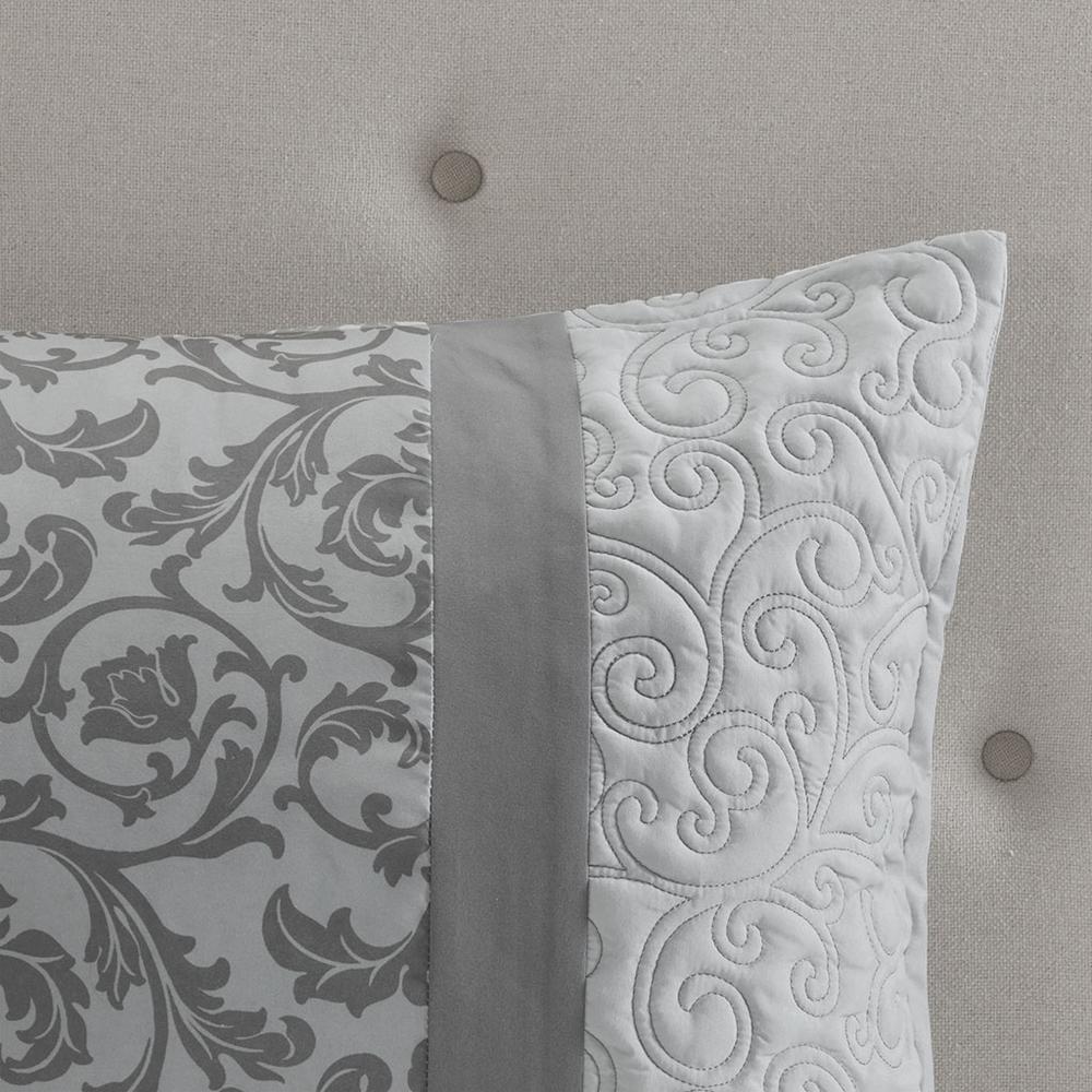 Ramsey Embroidered 8 Piece Comforter Set, Grey color. Picture 1
