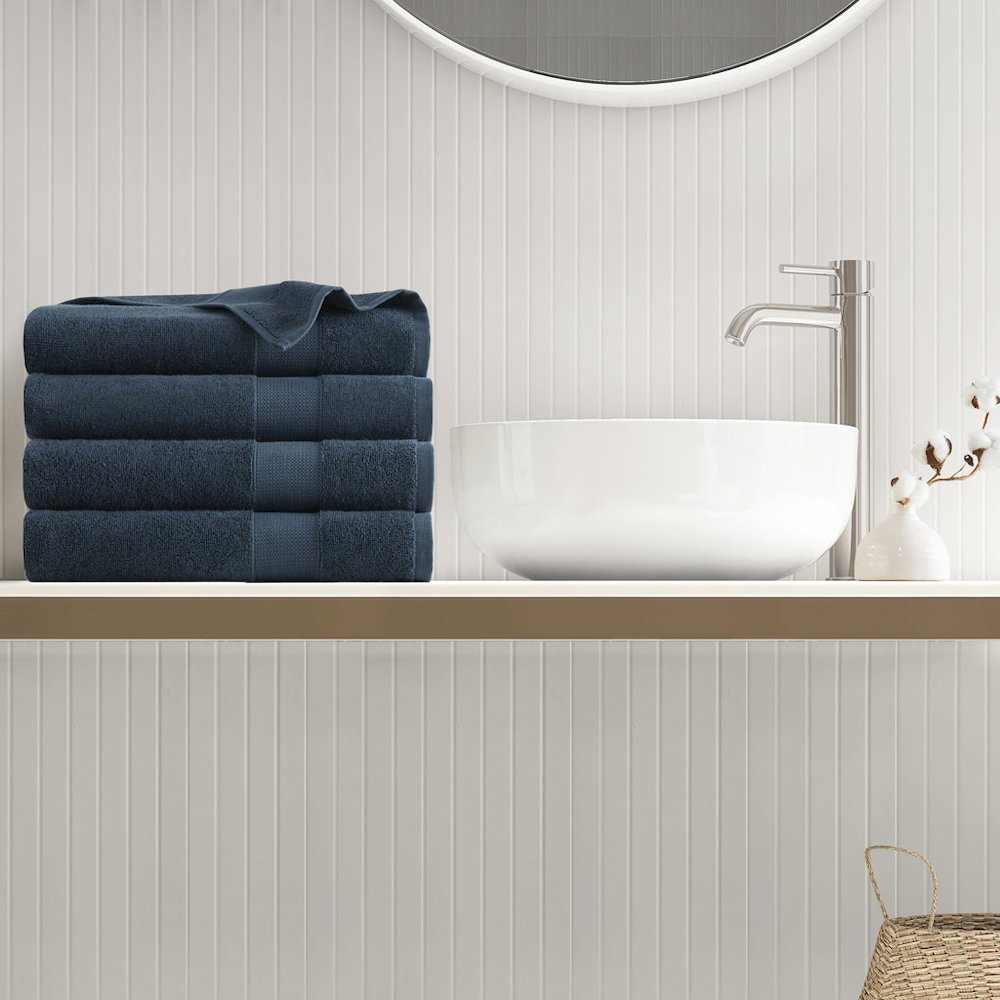 500GSM Plush Towel Set, Navy color. Picture 1