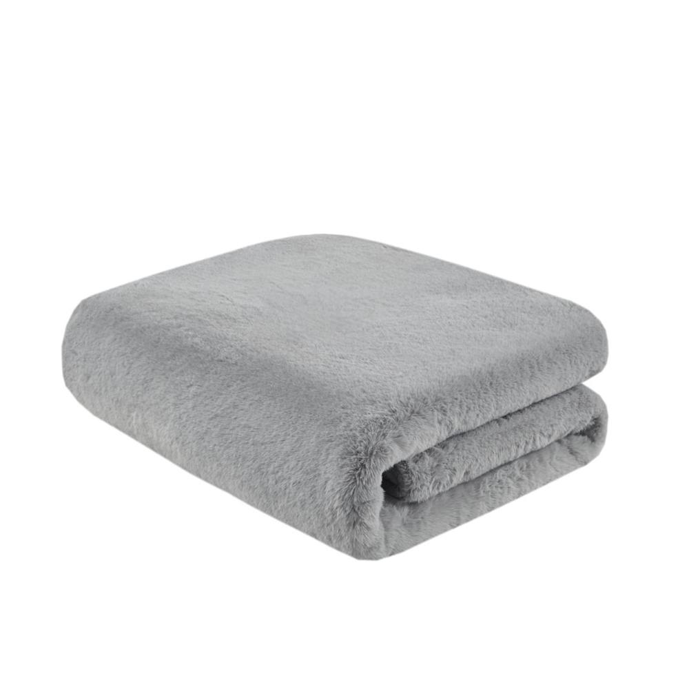 Solid Premium Faux Fur Throw. Picture 5