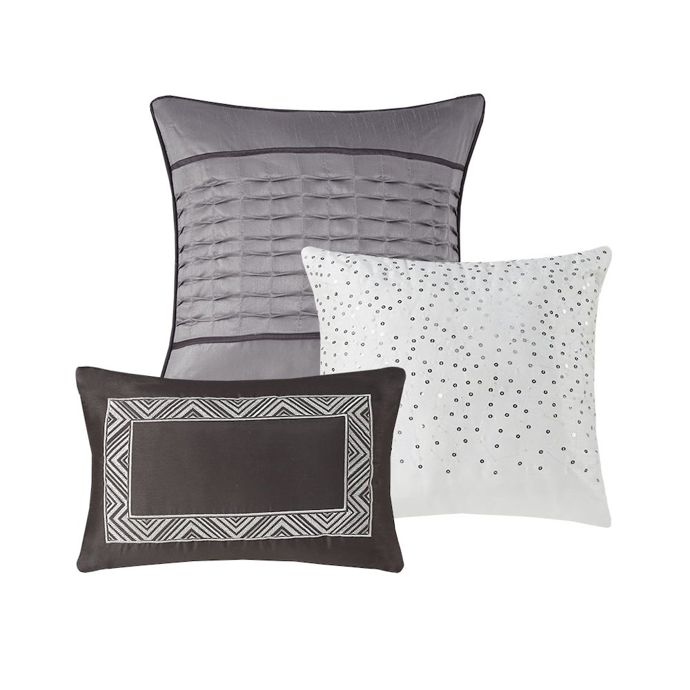 6 Piece Reversible Jacquard Quilt Set with Throw Pillows. Picture 3