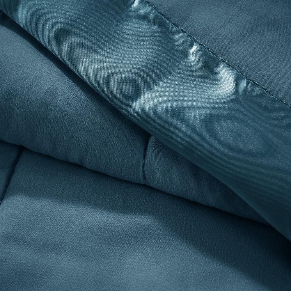 Lightweight Down Alternative Blanket with Satin Trim. Picture 5