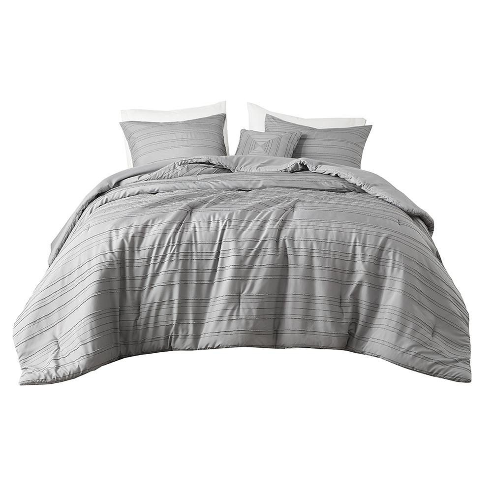 Cationic Dyed Clip Jacquard Comforter Set with Throw Pillow. Picture 1