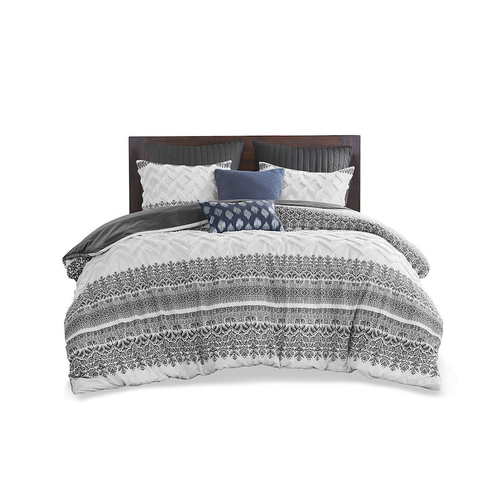 3 Piece Cotton Duvet Cover Set with Chenille Tufting. Picture 2