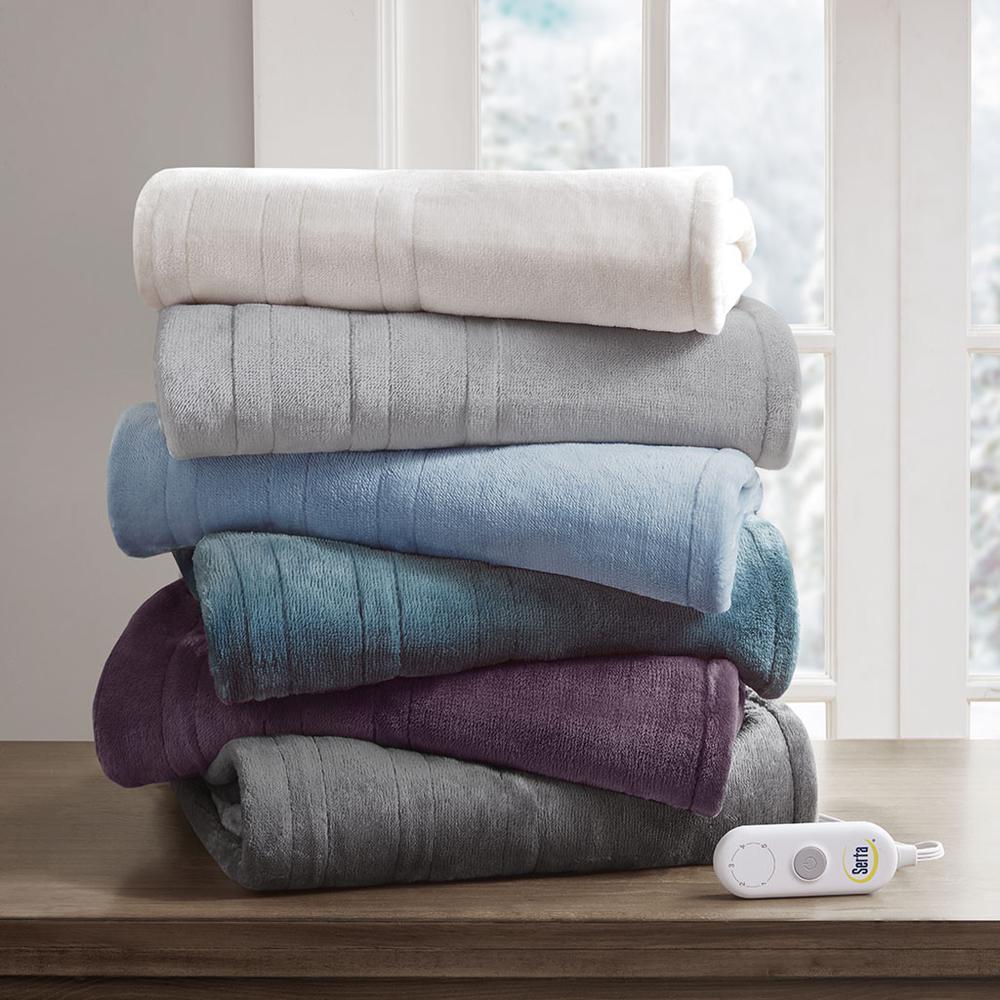 Plush Heated Throw, Dark Grey color. Picture 1