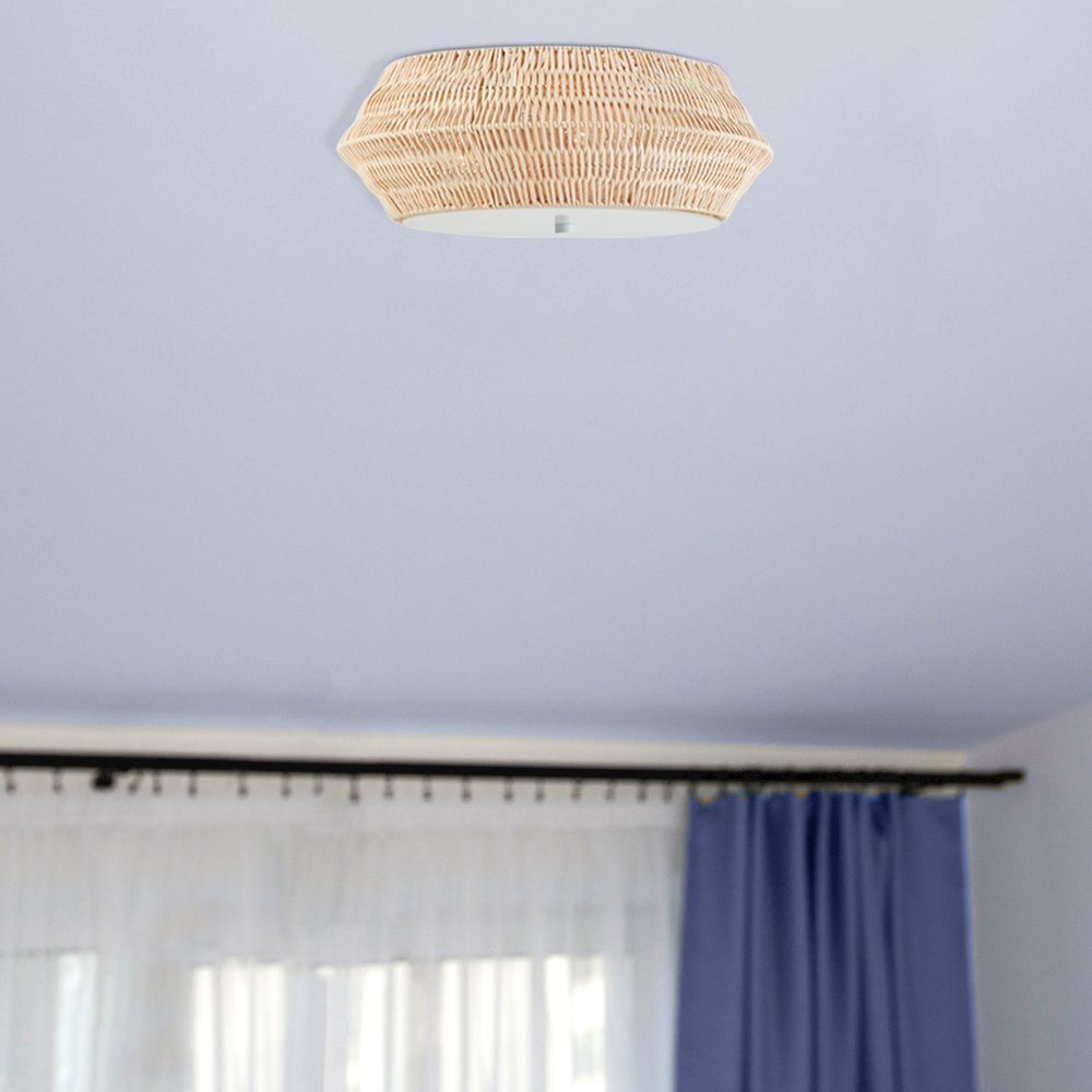 Boho Bamboo Flush Mount Ceiling Light. Picture 4