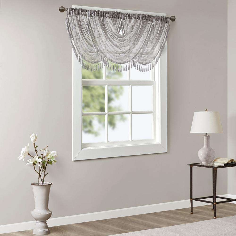 Diamond Sheer Embroidered Waterfall Valance. Picture 4