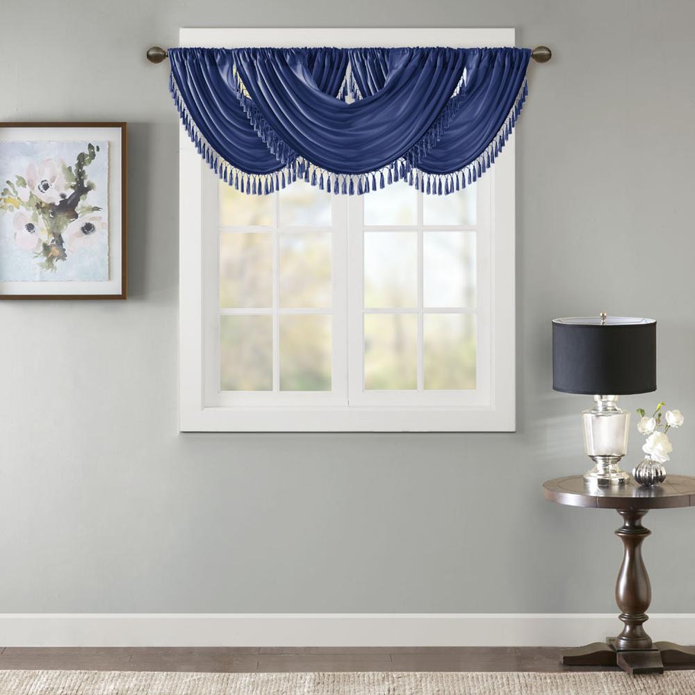 Faux Silk Waterfall Embellished Valance. Picture 4