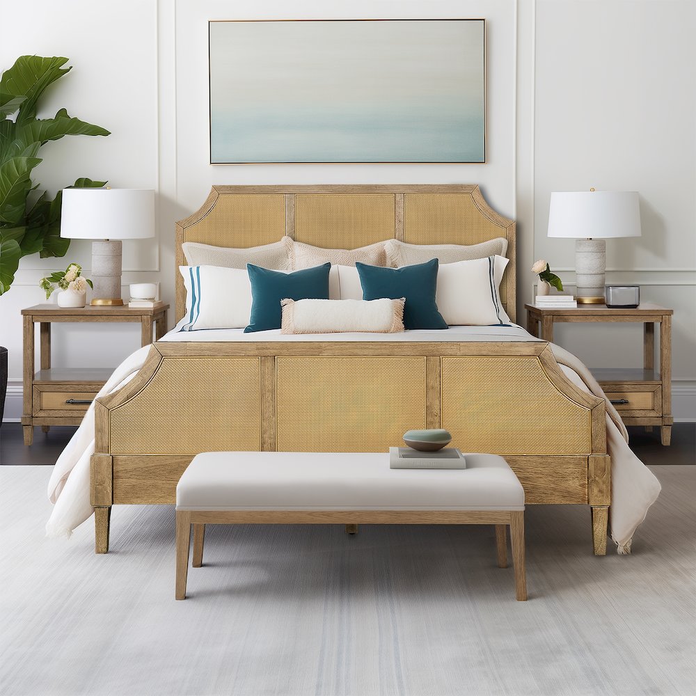 Woven Cane Queen Platform Bed. Picture 2
