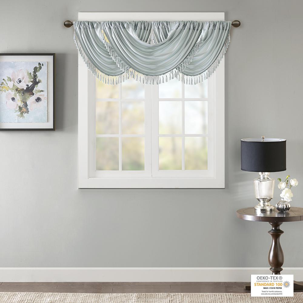 Faux Silk Waterfall Embellished Valance. Picture 5