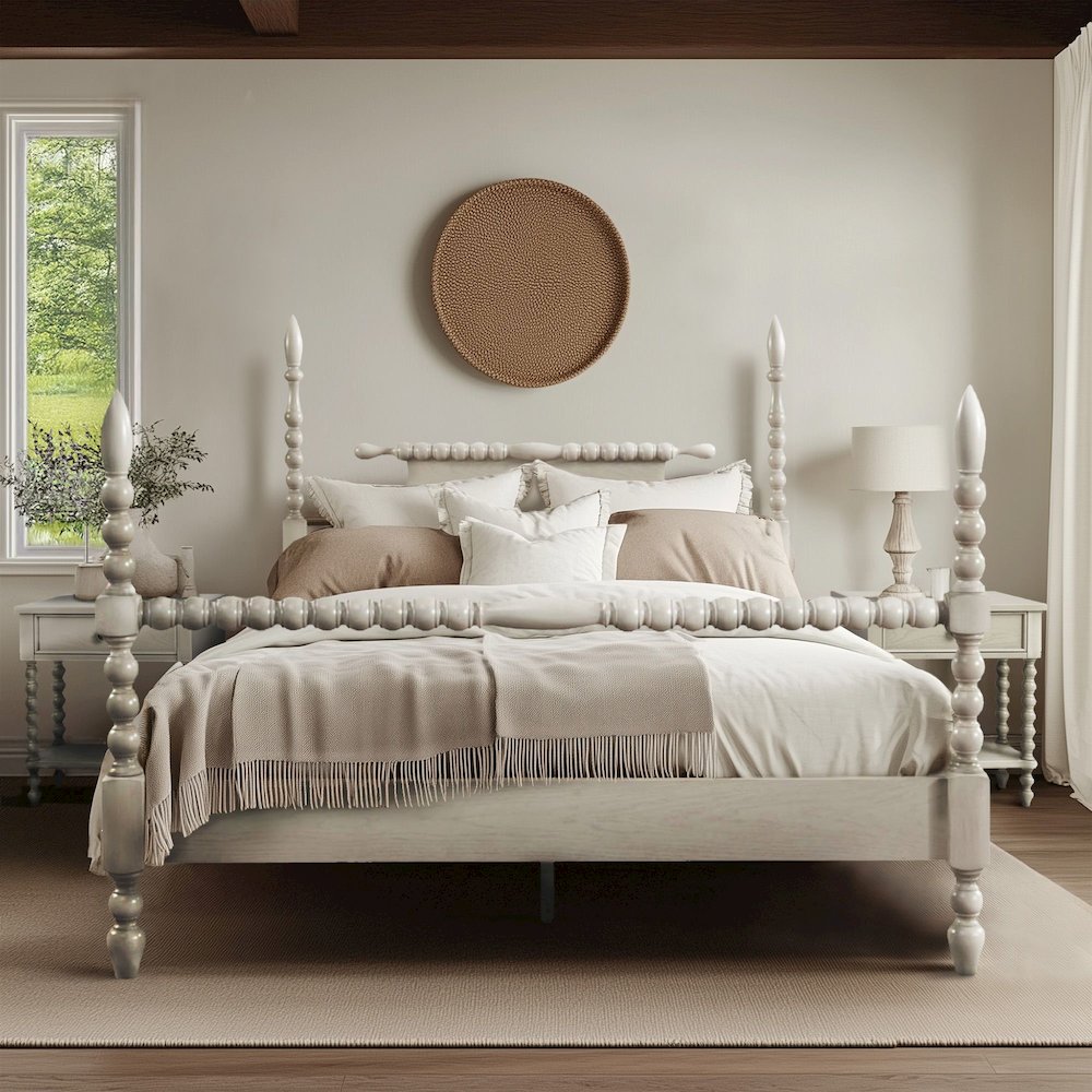 Beckett Turned Wood Spindle Bed, Antique Cream color. Picture 5