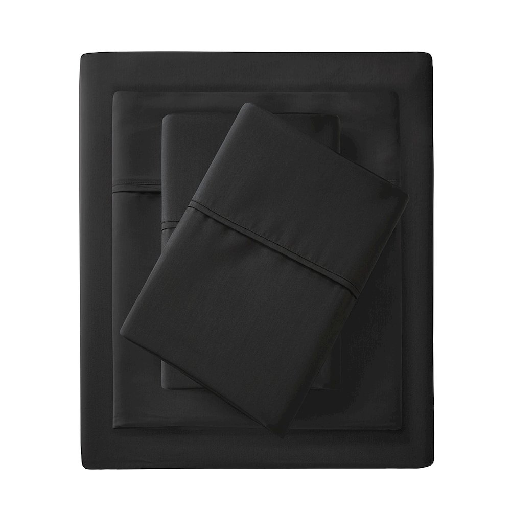 1500 Thread Count Cotton Blend 4 PC Sheet Set, Black color. Picture 2