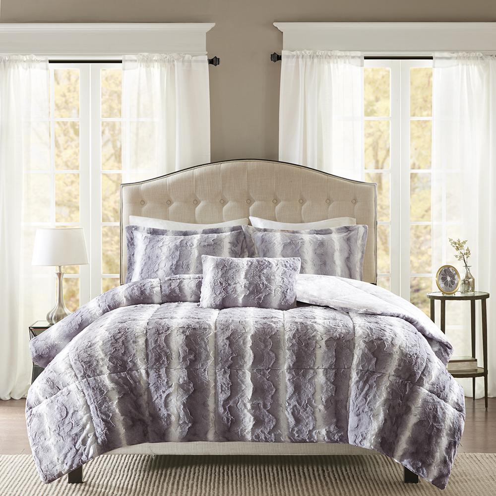 4PC Faux Fur Comforter Set. Picture 5